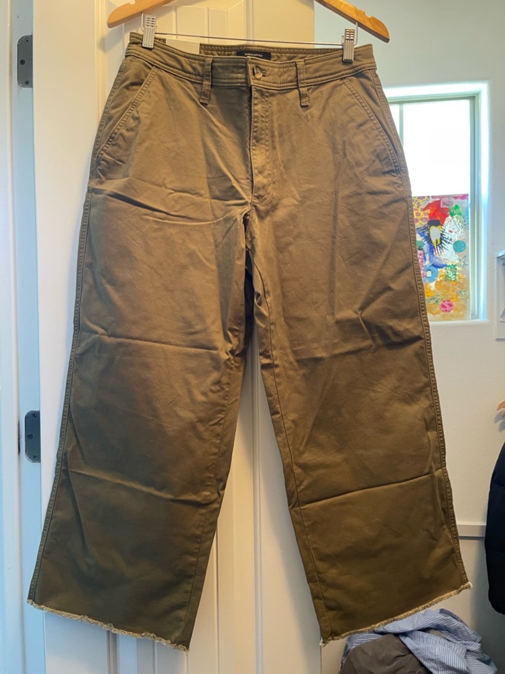 Banana Republic Wide-Leg Chino Pants - Olive Green